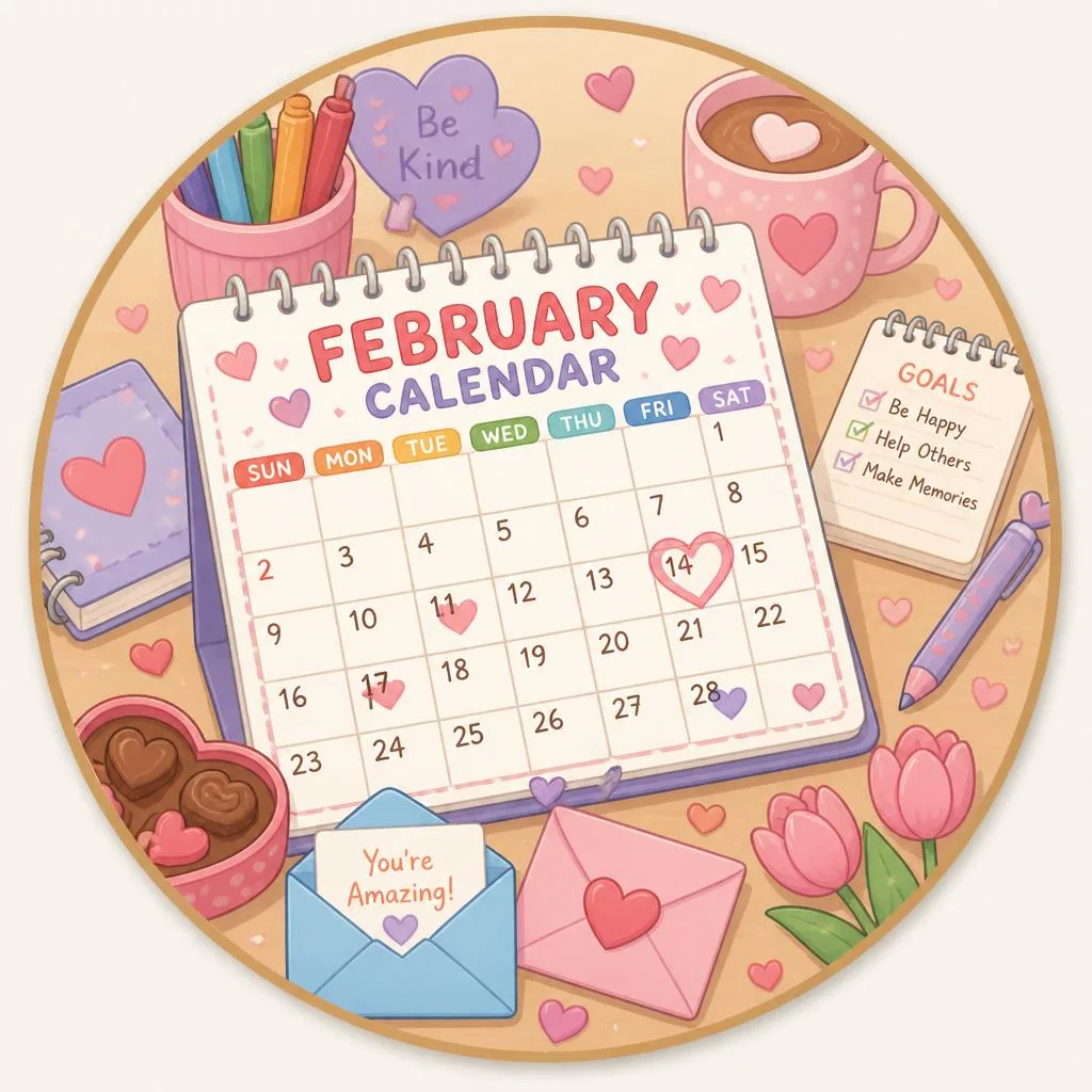 February 2026 coloring pages